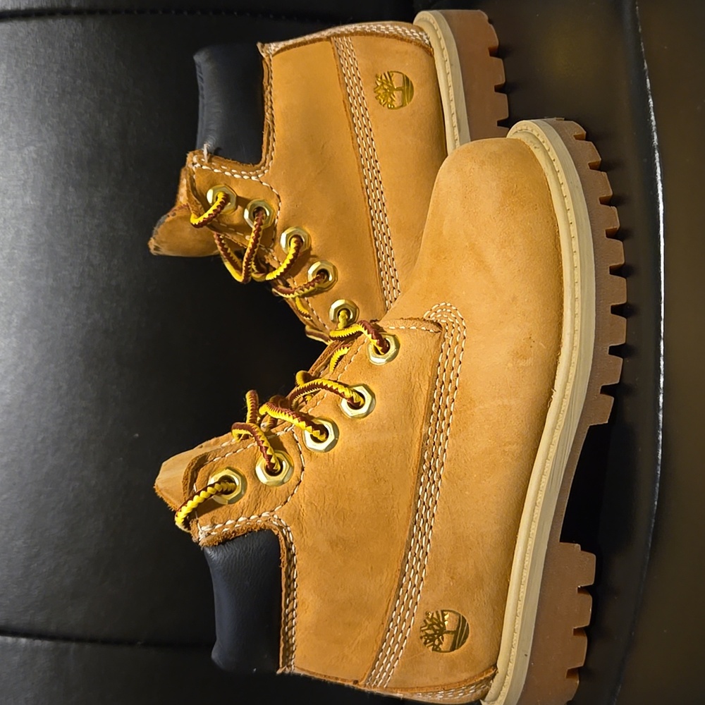 Timberland Wheat Nubuck Boots with Black Collar